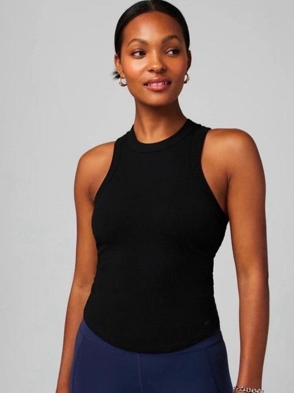 NWT YITTY/Fabletics Black High Neck Ribbed Tank Shelf Bra Plus 3X Active Wear